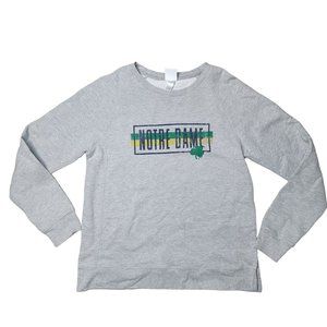 Notre Dame football gear sweat shirt heather grey size Medium green yellow clove
